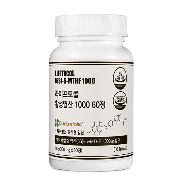 라이프토콜 활성 엽산 1000 (300mg*60정)